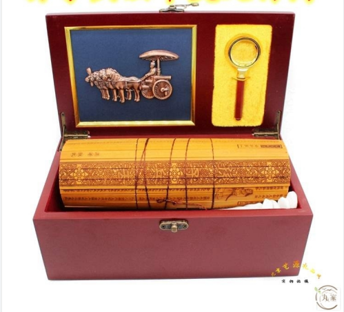 Top grade business gift Set of Sun Tzu art of War Bamboo slips carved in Chinese and English antique bamboo slips