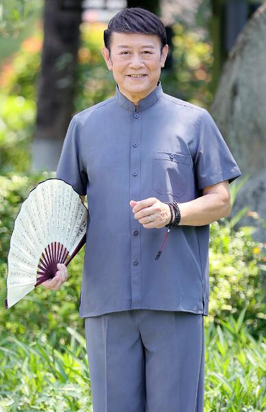 Tang suit Male father summer suit T shirt ice silk short sleeve suit Chinese wind old grandpa suit Zhongshan suit