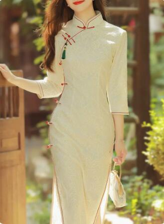 Qipao autumn new modified version of dress young girl long sleeve green summer high-end temperament