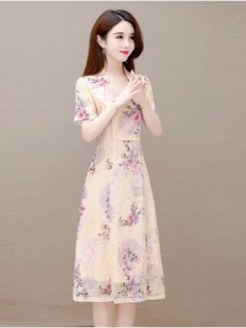 High-end waist slimming cheongsam improved dress 2022 new summer foreign temperament