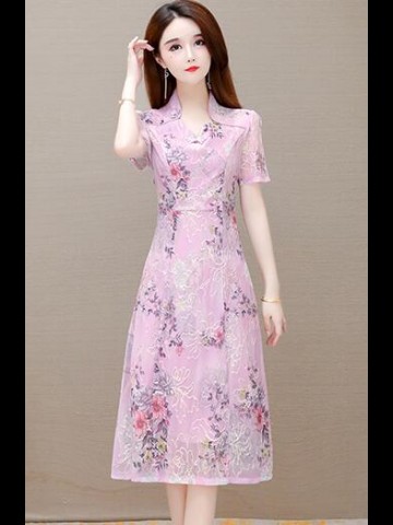 High-end waist slimming cheongsam improved dress 2022 new summer foreign temperament