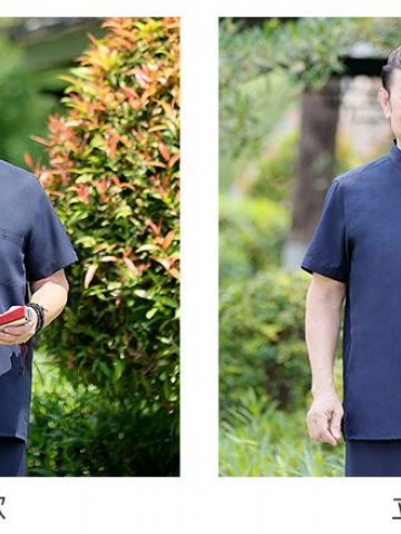 Tang suit Male father summer suit T shirt ice silk short sleeve suit Chinese wind old grandpa suit Zhongshan suit
