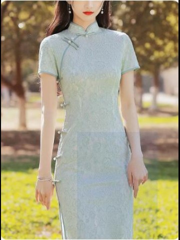 Qipao autumn new modified version of dress young girl long sleeve green summer high-end temperament