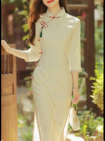 Qipao autumn new modified version of dress young girl long sleeve green summer high-end temperament